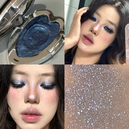 Pearlescent Blue Metallic Eyeshadow Palette Punk Smoky Purple Mashed Potato Waterproof Shimmer Glitter Heart-shaped Eye Shadow