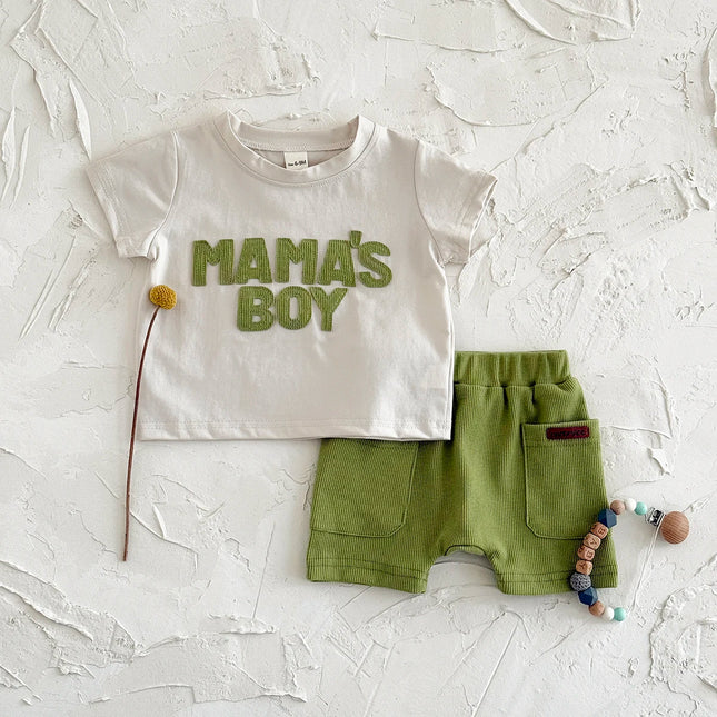 2Pcs/set Summer New Baby Boys Clothing Casual Newborn Set Cute letter patch Short sleeved Shirt+Shorts Fashionable Baby Set