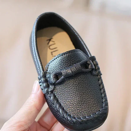 Boys Leather Shoes Black White for School Party Wedding Kids Formal Flats Loafers Slip-on Soft Loafers Children Moccasins 21-30
