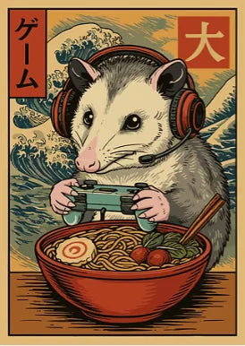Japan Ukiyo-E Style Fun Game Animal Ramen Posters Art Print Mexican Axolotl Game Cat Ferret Canvas Painting Game Room Home Decor