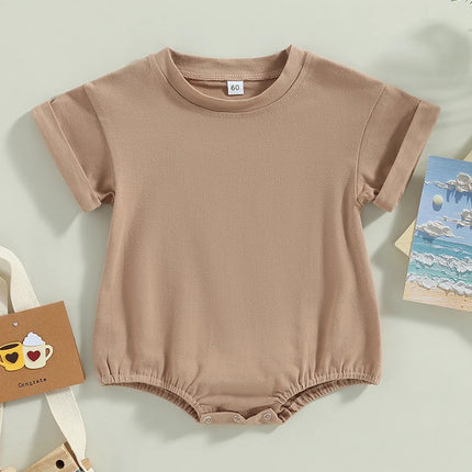 Newborn Baby Romper Summer Crewneck Romper Clothing Solid Casual Loose Jumpsuits Toddler Infant Boy Girl Cotton Playsuit