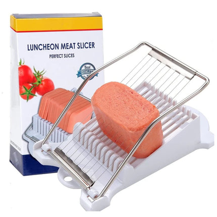 Multipurpose Spam Slicer - Stainless Steel Cutter with 10 Wires for Luncheon Meat Egg Fruit Onions Soft Food & Ham