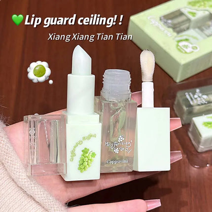 2Pcs Moisturizing Lip Balm & Lip Oil Set Deep Hydration Lip Care Kit Reduces Lip Lines Plumps Lips for Soft And Smooth Pout