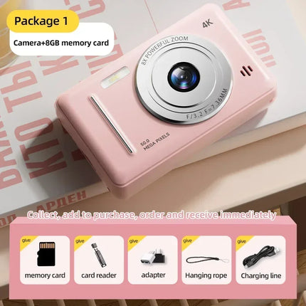 Lenovo 4k Digital Camera Retro CCD 50 Million Pixels Auto Focus Entry-level Camera Dual Camera Flash Student CCD Portable Camera