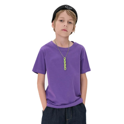 2-16 Years Boys T-shirts Cotton Short Sleeve Girls Clothes Summer Solid T-shirt Teenage Children Tees Kids Korean Top Baby Clothes