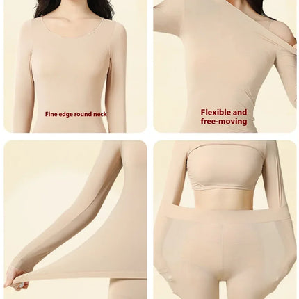 Women Seamless Warm Thermal Underwear Set Women First Layer Thermal Top Long Johns 2Pcs Suit Winter Thermo Clothing Ladies Thin