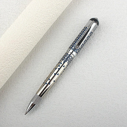 Metal Ballpoint Pen Retractable Signature Pen Crest Style Metal Housing Black Ink Medium Point 0.7mm Smooth Writing