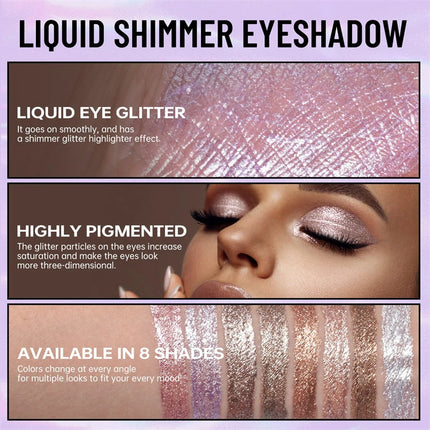 Pearly Liquid Eyeshadow Makeup Natural Smokey Silver Shimmer Glitter Diamond Shadows for Eyelids Waterproof Beauty Highlighter