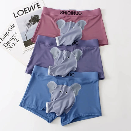L-4XL Plus Size Men's Elephant Nose Separate Pouch Modal Boxer Briefs, Breathable Comfortable Underwear for Men