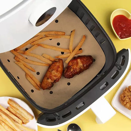 50/500PCS Disposable Air Fryer Paper Steamer Liner Perforated Parchment Baking Papers Non-Stick Steaming Mat Oil-absorbing Paper