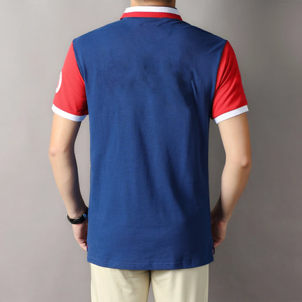 Men's polo shirt Paris France embroidery stitching color contrast classic fashion original design polo collar pure cotton