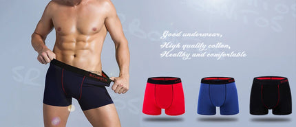 4-pack men's long boxer briefs plus size men's sexy long-leg cotton underpants fashion men's trunk briefs