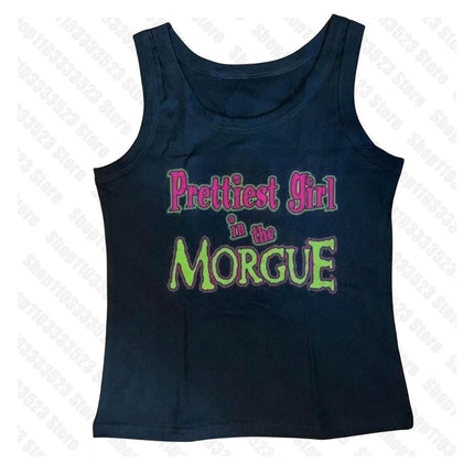 Punk Emo girls Y2K women's clothing Crop Tops Summer 2000s Harajuku Fairy grunge Vest fashion Gothic Letter print Tank tops