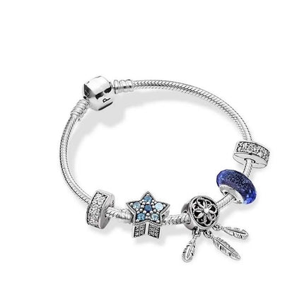 Original 925 Sterling Silver Women's Hand Bracelets Luxury Jewelry Sets Fit Pandora Charms Valentine Day Gift DIY