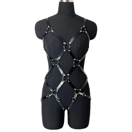 Women PU Leather Harness Set Body Garters Belts Gothic Goth Underwear Suspenders Clothing Accessories