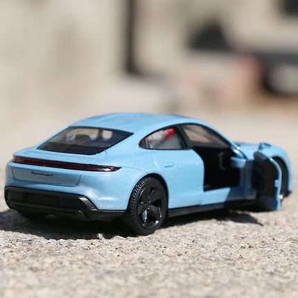 1/36 Porsche Taycan Toy Car Model For Children RMZ CiTY Diecast Super Sport Miniature Pull Back Collection Gift For Kid Boy