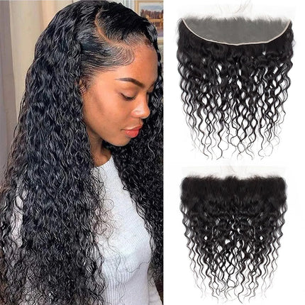 13x4 Lace Frontal Closure Water Wave Human Hair Ear to Ear HD Lace Frontal Closure Free Part Brazilian Wet and Wavy Hair
