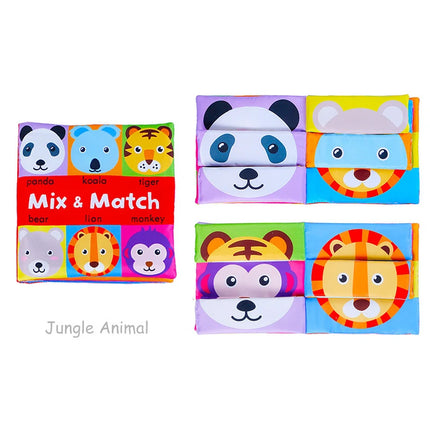 Baby Soft Crinkle Cloth Book Cartoon Face Animal Matching Toy For Toddlers Early Education Cloth Book For Newborn Toddlers