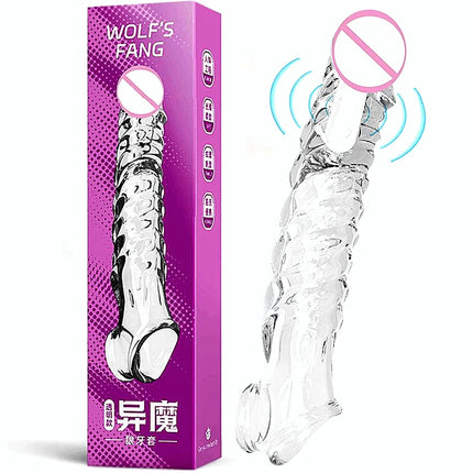 Penis Sleeve Extensions Condom Male Enlargement Delay Vibrators For Men Flexible Glans Penis Enlarger Extender Delay Ejaculation
