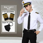 37 / White long-sleeved shirt (with tie + 3-bar epaulet)