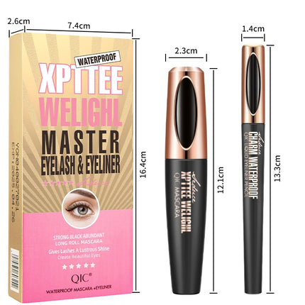 Liquid Eyeliner Pencil 4D Waterproof Mascara Set Cosmetics Eye Liner Thick Curling Mascara Eyebrow Pencil Eyes Makeup