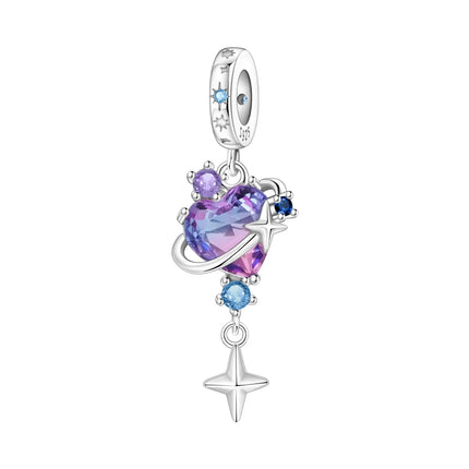 Purple Series 925 Sterling Silver Lily of the Valley Rose Mermaid Witch Hat Charm Fit DIY Bracelet Necklace Charming Gifts