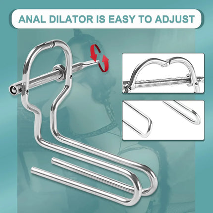 Anal Expander Anal Dilator Metal Butt Speculum Women Enema Adult Anal Extreme Dilator BDSM Manual Adjustment Vaginal Extender