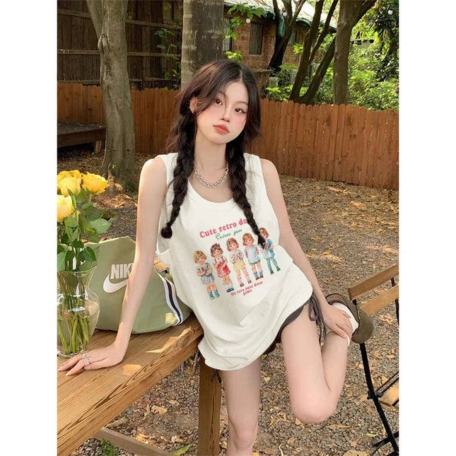 Pure Cotton Sports Tank Top Women's Summer Outdoor Baskeall orm Svel Vest Loose Hanging Ne irt