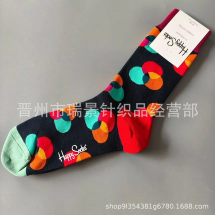High Quality Fashionable Men's Mid-Calf Cotton Socks HappySocks New Arrival Suitable for All Seasons Swedish Design