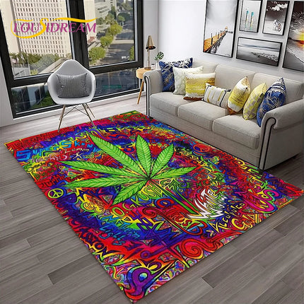 Weed Plants Maple Leaf Carpet Rug for Home Living Room Bedroom Sofa Playroom Doormat Kitchen Decor,Area Rug Non-slip Floor Mat