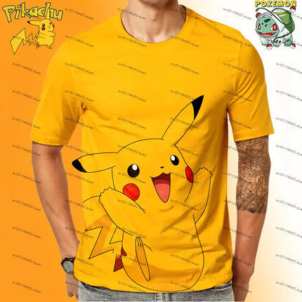 New Men's Pokemon Print T-Shirts Short Sleeve Unisex Y2k T-shirt Summer Streetwear Harajuku Style Oversize Couple Outfit 110-6XL