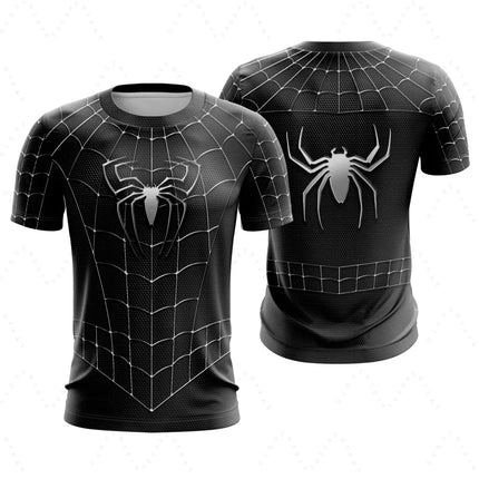 New 2026 Summer Boys Marvel Spider Man Set Series Cool 3d Printed T-Shirt Hip Hop Sports Sweat Absorbing Boys And Girls T-Shirts