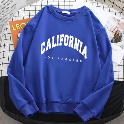 Trendy California Los Angeles  Womens Hoodies Fashion Fleece Sweatshirt Soft 90s O-Neck Pullover Casual Female Clothes