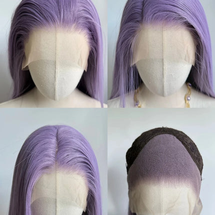 Ashely Light Purple Wig Special Grey-purple Lace Front Wigs 13*4 24inch Long Straight Synthetic Lace Wigs for Cosplay Party