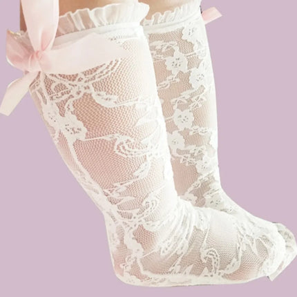Newborn baby Lace Mesh Socks Girls Infant Stockings babies long sokken Summer thin Toddler Princess Knee High Socks