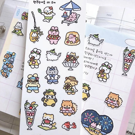 Cartoon Stickers Korean Cute Graffiti Style Rabbit Stickers Kawaii Cartoon Animal Stickers Hand Account Diary Scrapbook Stickers