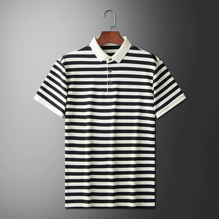 Summer Men's Short Sleeve Striped Polo Shirts Korean Fashion Casual Lapel Tee Shirt Man 2025 Golf Wear New Youth Polos Homme