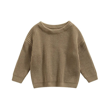 Autumn Baby Girls Boys Sweaters Coat Kids Knitting Pullovers Tops Baby Boys Girls Solid Color Basic Cotton Long Sleeve Sweater