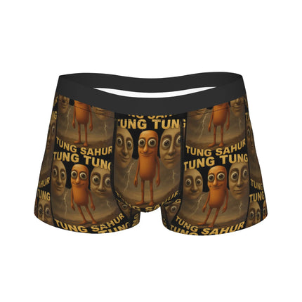 Hot Boxer Tung Tung Tung Sahur Shorts Panties Briefs Man Underwear Italian Brainrot Meme Polyester Underpants for Male Plus Size
