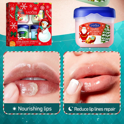 Christmas Gift Set Hand Cream and Lip Balm Set Ultra Wrinkles Nourishing Moisturizing Nonsticky Gentle Skincare for All Skin Use