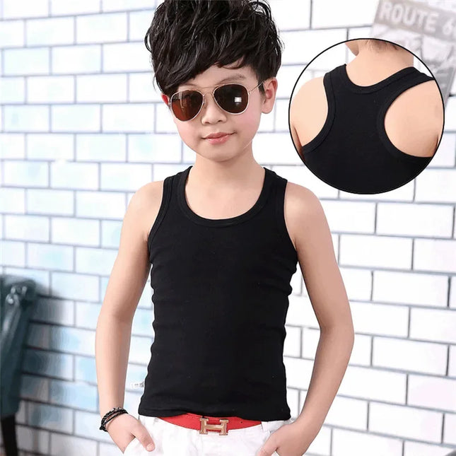 Children's Vests T-shirts Summer Boys Girls Cotton Sports Tops Waistcoat Solid Color Casual Kids Vest