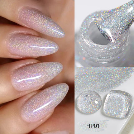 LILYCUTE 7ml Sliver Holographic Nail Polish Glitter Colorful Shining Effect Nail Art Varnish No Need Lamp Air Dry