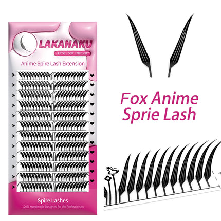 LAKANAKU Narrow Spire Eyelashes Extension Anime Lashes Spire Clusters Manga Style Feather Lightweight Premade Fans Extension