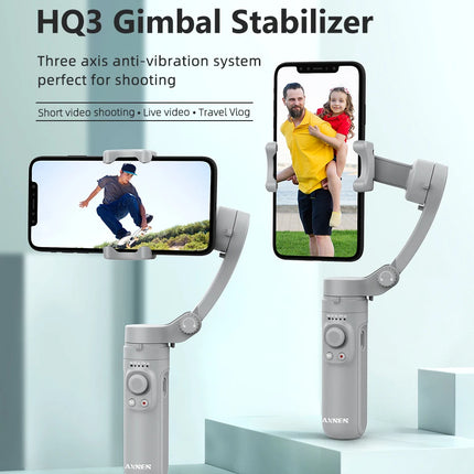AXNEN HQ3 3-Axis Gimbal Stabilizer for Smartphone Handheld Phone Video Record, Android iPhone Tiktok Vlog Cellphone Stabilizer