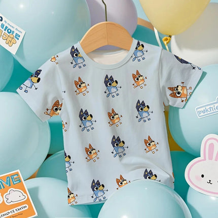 2026 Bluey Print Toddler 3D T-Shirt Summer Lightweight Cool Short Sleeve Cartoon Anime Design Tee for Boys & Girls