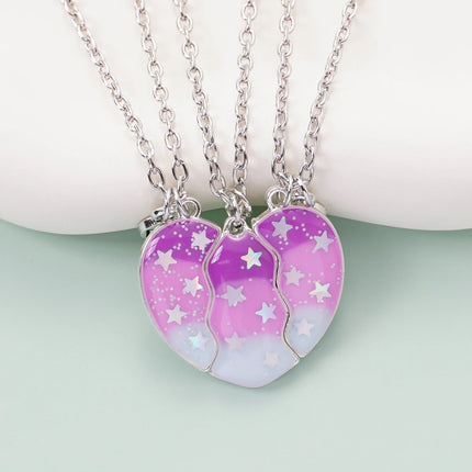 3 Pcs/Set Magnetism Best Friends Pendant Necklace for Women Best Friends Forever Broken Heart Clavicle Chain Accessories Gift