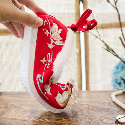 Chasing Moon Hot Sale Of The Season New Style Ming Dynasty Hanfu Shoes National Style Upturned Head Cotton Shoes Ancient Wedding
