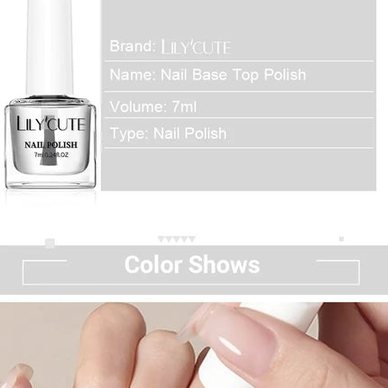 LILYCUTE 7ml 5Pcs Nail Base Top Polish Set Nail Care Polish Milky White Pink Strengthener Nail Hardener Kit Nail Art Varnish