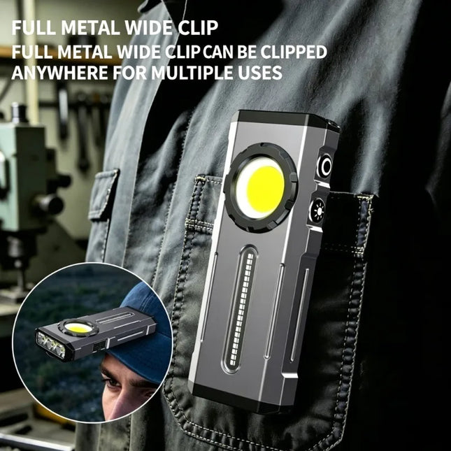 Multifunctional Magnetic COB Work Light Type-C Charging RGB Side Lights Portable Mini Flashlight Hat Clip Lamp Outdoor Camping