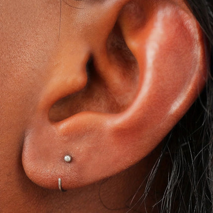 2pcs Hypoallergenic Stainless Steel Cubic Zirconia Round Ball Hoop Earrings Simple School Style Earrings Trendy Ear Jewelry
